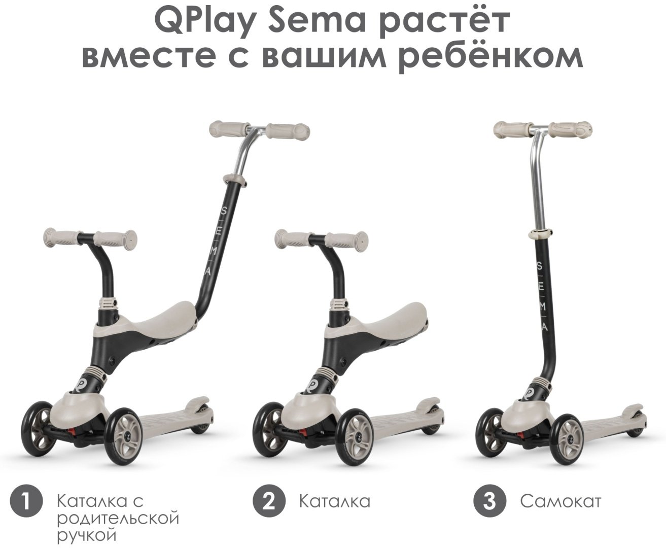 Самокат QPlay Sema Beige бежевый - ForteMarket Самокат QPlay Sema Beige бежевый купить,0