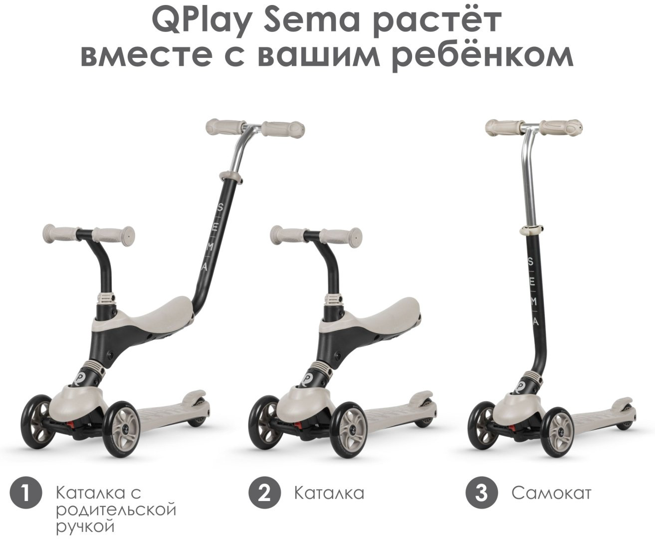 Самокат QPlay Sema Beige бежевый - ForteMarket Самокат QPlay Sema Beige бежевый купить,36990