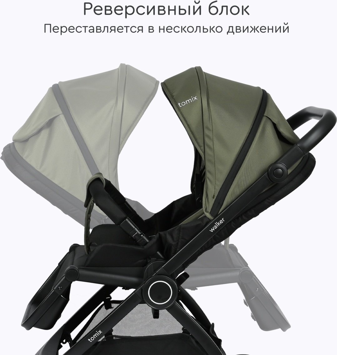 Коляска универсальная 3 в 1 TOMIX Walker, оливковый - ForteMarket Коляска универсальная 3 в 1 TOMIX Walker, оливковый купить,0