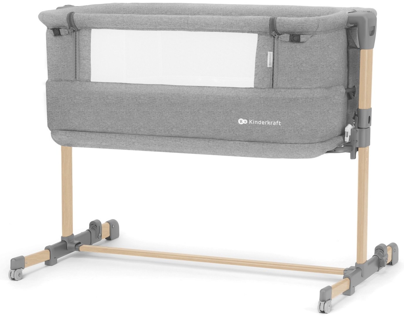 Манеж-кровать Kinderkraft NESTE GROW Light Grey Full Wood, светло-серый