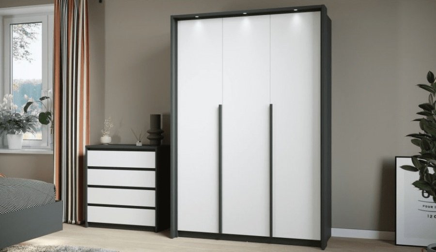 Распашной шкаф IMPERIAL Мишель Шкаф 3-х дверный, 139x210х60.5 см, белый, серый - ForteMarket Распашной шкаф IMPERIAL Мишель Шкаф 3-х дверный, 139x210х60.5 см, белый, серый купить,0