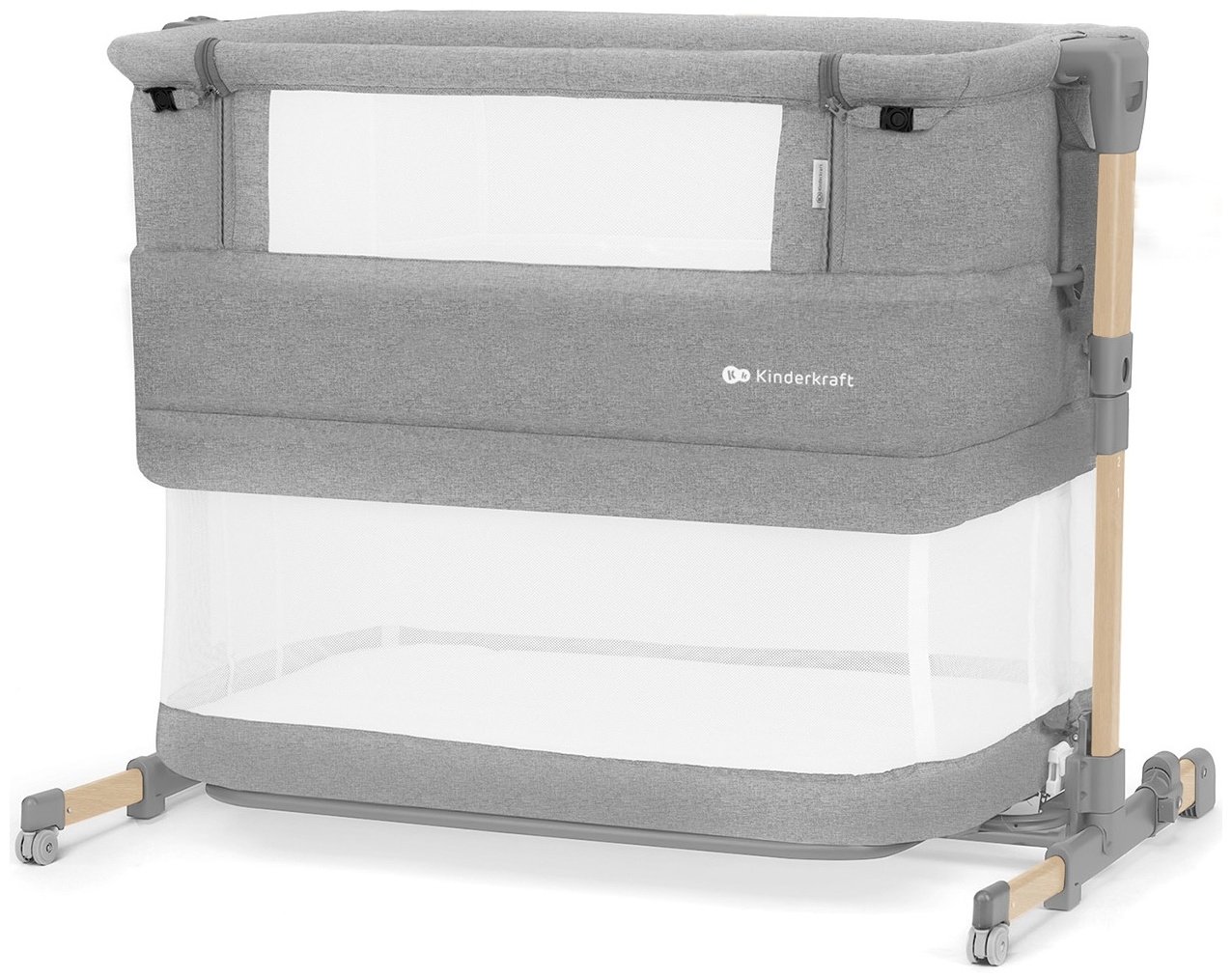 Манеж-кровать Kinderkraft NESTE GROW Light Grey Full Wood, светло-серый купить,0