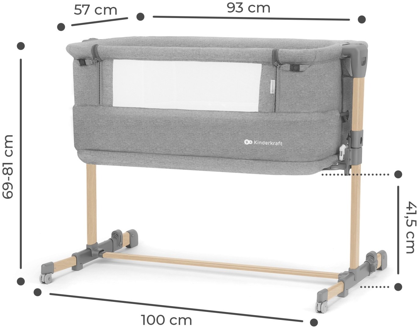 Манеж-кровать Kinderkraft NESTE GROW Light Grey Full Wood, светло-серый купить,0