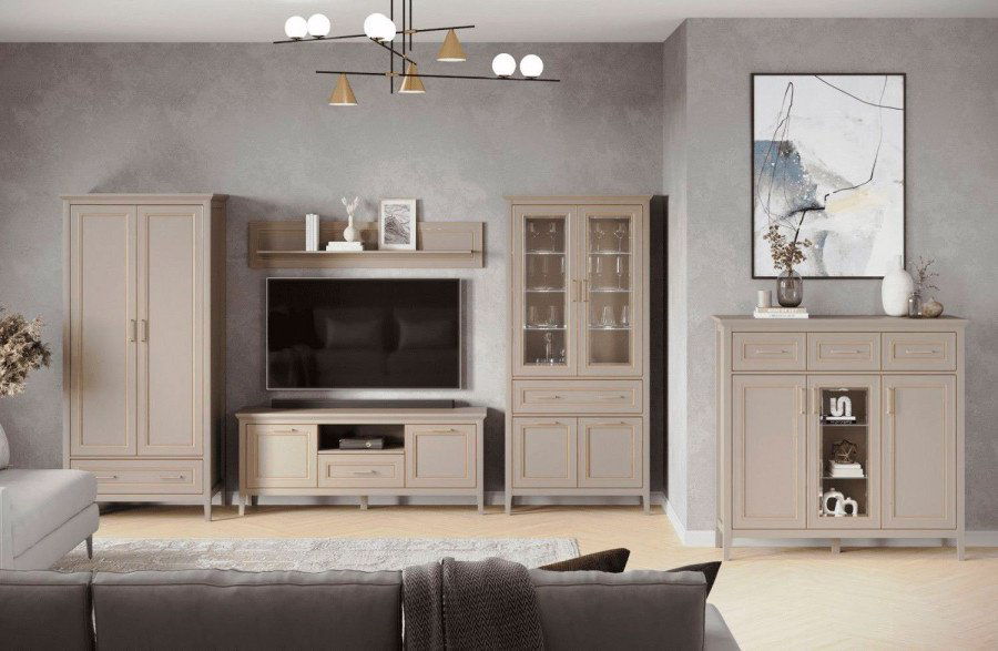 ТВ-тумба напольная BRW Классик, 158x65x40.5 см, серый купить,NaN