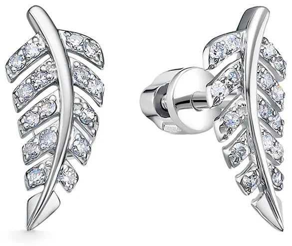 Пусеты Vesna Jewelry 42181-251-01-00 вес 1.4 г золото, бриллиант купить,NaN