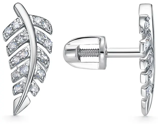 Пусеты Vesna Jewelry 42181-251-01-00 вес 1.4 г золото, бриллиант купить,NaN
