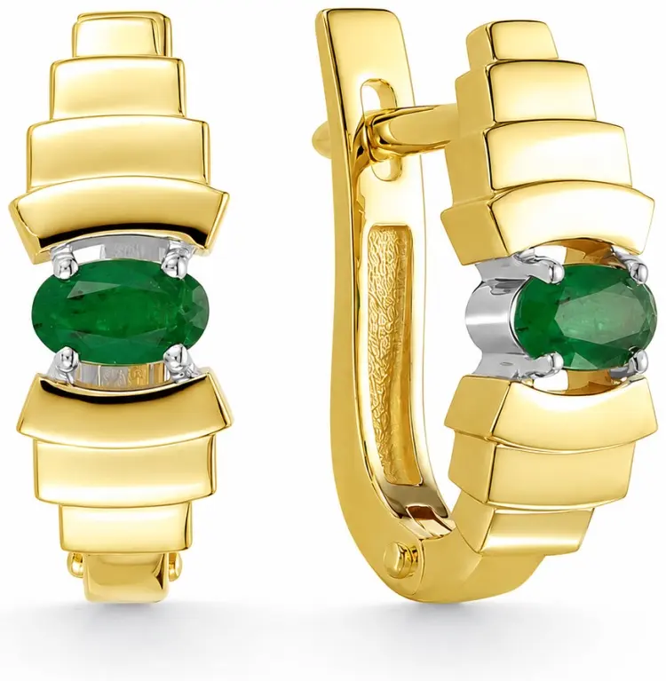Серьги Leto 888-23011 вес 3.99 г золото, изумруд купить,629000
