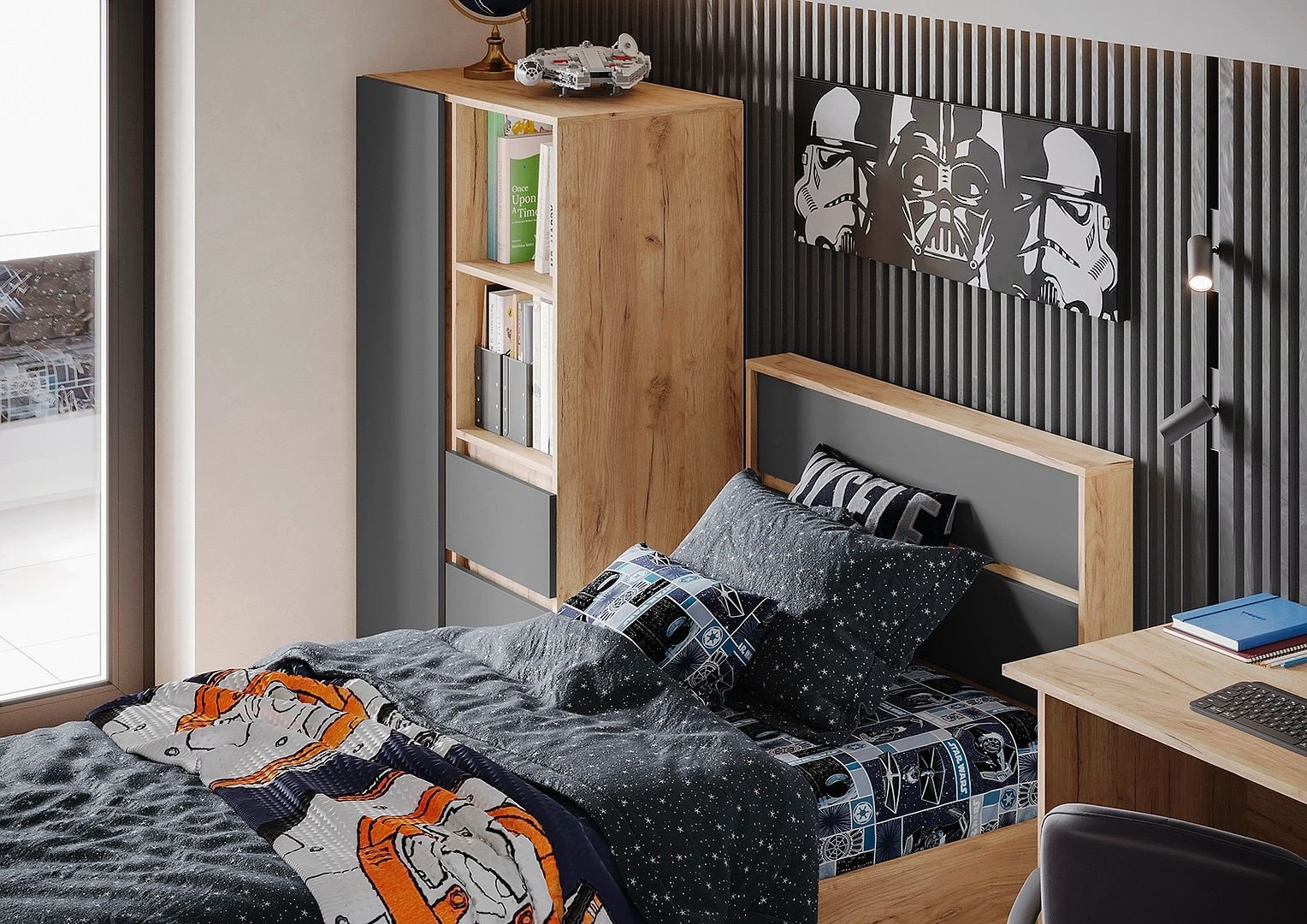 Комплект Стендмебель Хелен серый, золотой