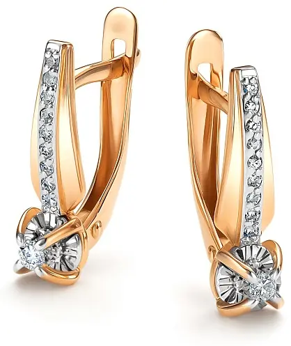 Серьги АЛЬКОР 26641-100 вес 2.22 г золото, бриллиант купить,NaN