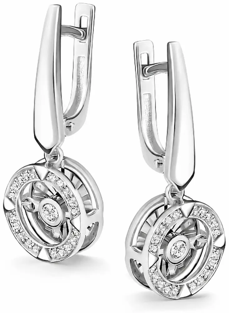 Серьги АЛЬКОР 24326-200 вес 4.84 г золото, бриллиант купить,NaN