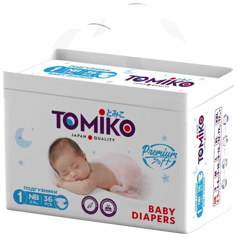 Подгузники Tomiko NB, 36 шт купить,NaN