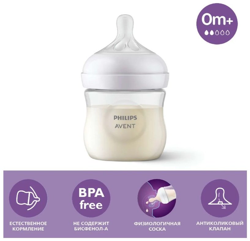 Бутылочка Philips Avent SCY900/01 125 мл прозрачный - ForteMarket Бутылочка Philips Avent SCY900/01 125 мл прозрачный купить,0