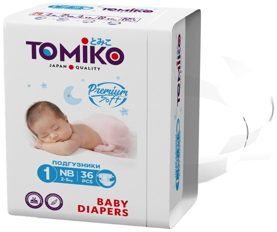 Подгузники Tomiko NB, 36 шт купить,NaN