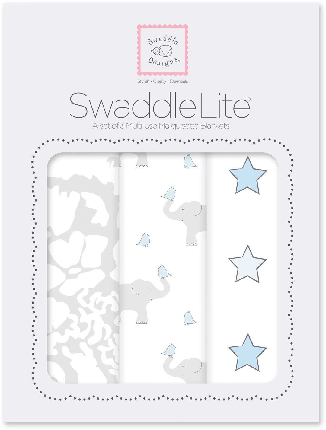 Пеленка текстильная Swaddle Designs Elephant Parade SD-454ST-458PB-464B, 3 шт, 120x120 см