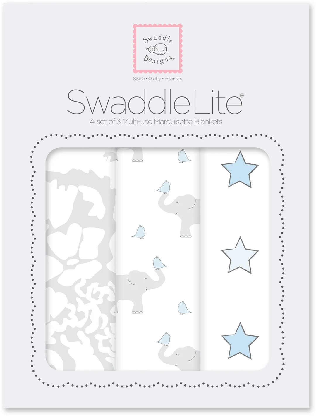 Пеленка текстильная Swaddle Designs Elephant Parade SD-454ST-458PB-464B, 3 шт, 120x120 см купить,NaN