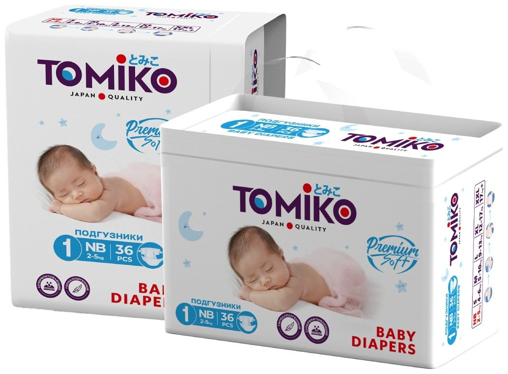 Подгузники Tomiko NB, 36 шт купить,NaN