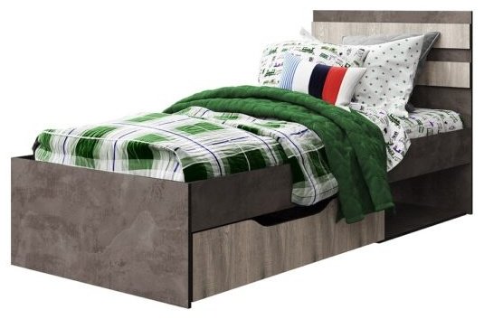 Кровать КМК 8666005_0000431 90х195см серый/светло-серый купить,NaN