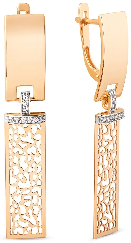 Серьги DINASTIA 502882-1102 вес 3.4 г золото, фианит купить,276000