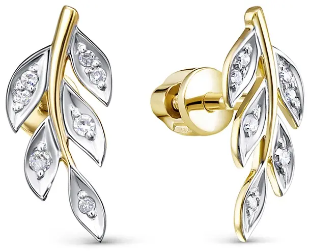 Пусеты Vesna Jewelry 42185-351-01-00 вес 1.5 г золото, бриллиант купить,NaN