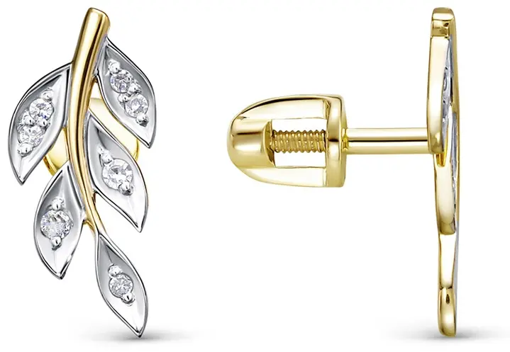 Пусеты Vesna Jewelry 42185-351-01-00 вес 1.5 г золото, бриллиант купить,NaN