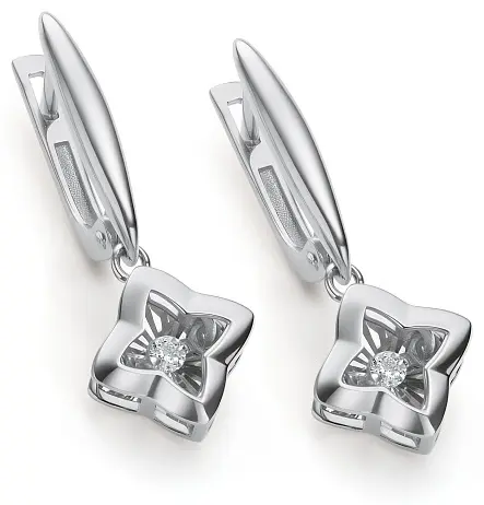 Серьги АЛЬКОР 26073-200 вес 3.76 г золото, бриллиант купить,NaN