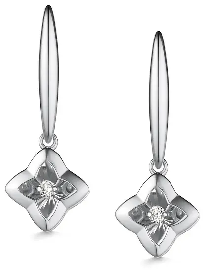 Серьги АЛЬКОР 26073-200 вес 3.76 г золото, бриллиант купить,NaN