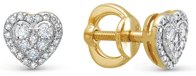 Пусеты Vesna Jewelry 41834-351-46-00 вес 2 г золото, бриллиант купить,351500