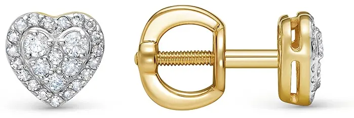 Пусеты Vesna Jewelry 41834-351-46-00 вес 2 г золото, бриллиант купить,351500