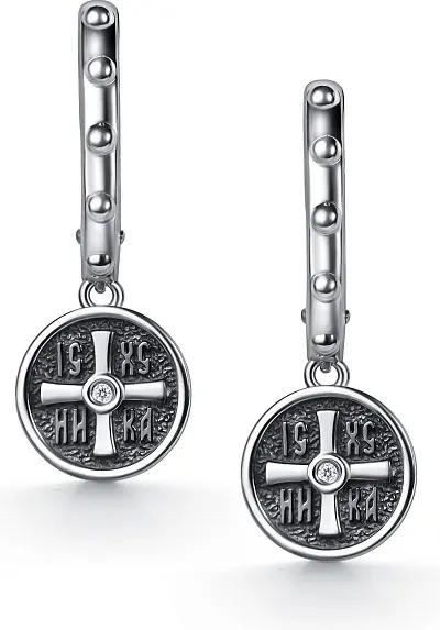 Серьги АЛЬКОР 02-5903_00КЦ-17 вес 4.2 г серебро, фианит купить,45720