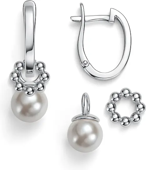 Серьги АЛЬКОР 02-5936_0ЖСВ-00 вес 5.2 г серебро, культивированный жемчуг купить,44000