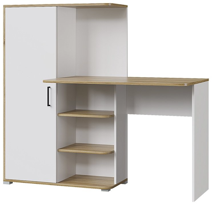 Стол компьютерный с надстройкой Горизонт Лайт, 142х59.6x129 см, белый, светло-коричневый купить,NaN