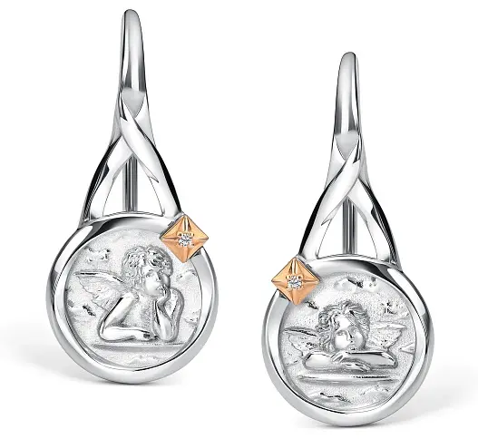 Серьги АЛЬКОР 02-5728_000Б-00 вес 4 г серебро, бриллиант купить,NaN