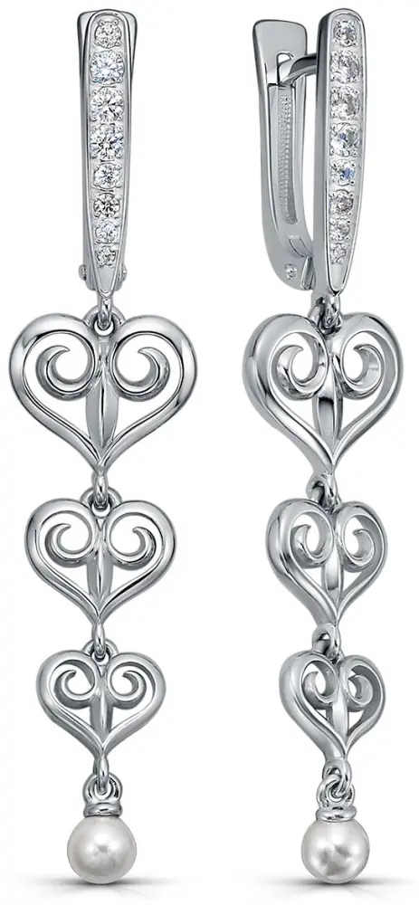 Серьги Kabarovsky 12-1033-1500 вес 5.4 г серебро, фианит купить,62000