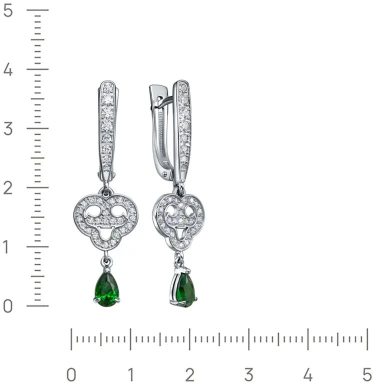 Серьги Kabarovsky 12-1032-40400 вес 4.2 г серебро, фианит купить,53600