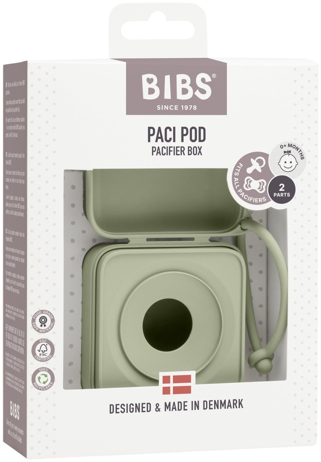 Футляр для пустышек BIBS Pacifier Box Sage, 1 шт, зеленый купить,0