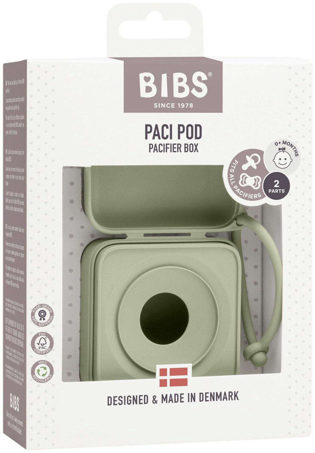 Футляр для пустышек BIBS Pacifier Box Sage, 1 шт, зеленый купить,NaN
