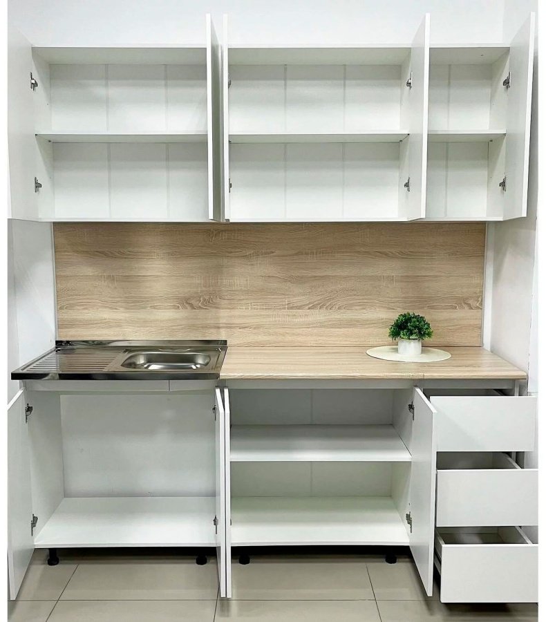 Кухонный гарнитур МИФ , 200x180х51 см, ЛДСП, белый - ForteMarket Кухонный гарнитур МИФ , 200x180х51 см, ЛДСП, белый купить,0