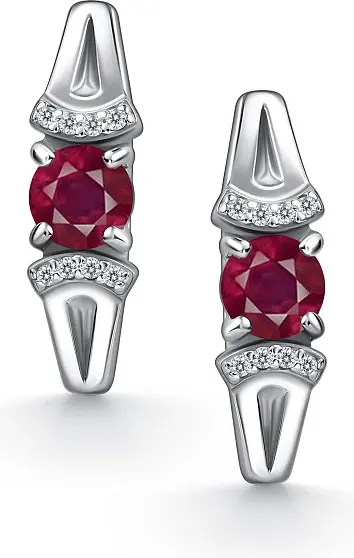 Серьги АЛЬКОР 02-4562_000Р-00 вес 3.6 г серебро, рубин, фианит купить,74440