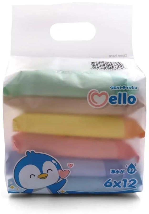 Детские влажные салфетки Mello салфетки 6х12 12 шт купить,0