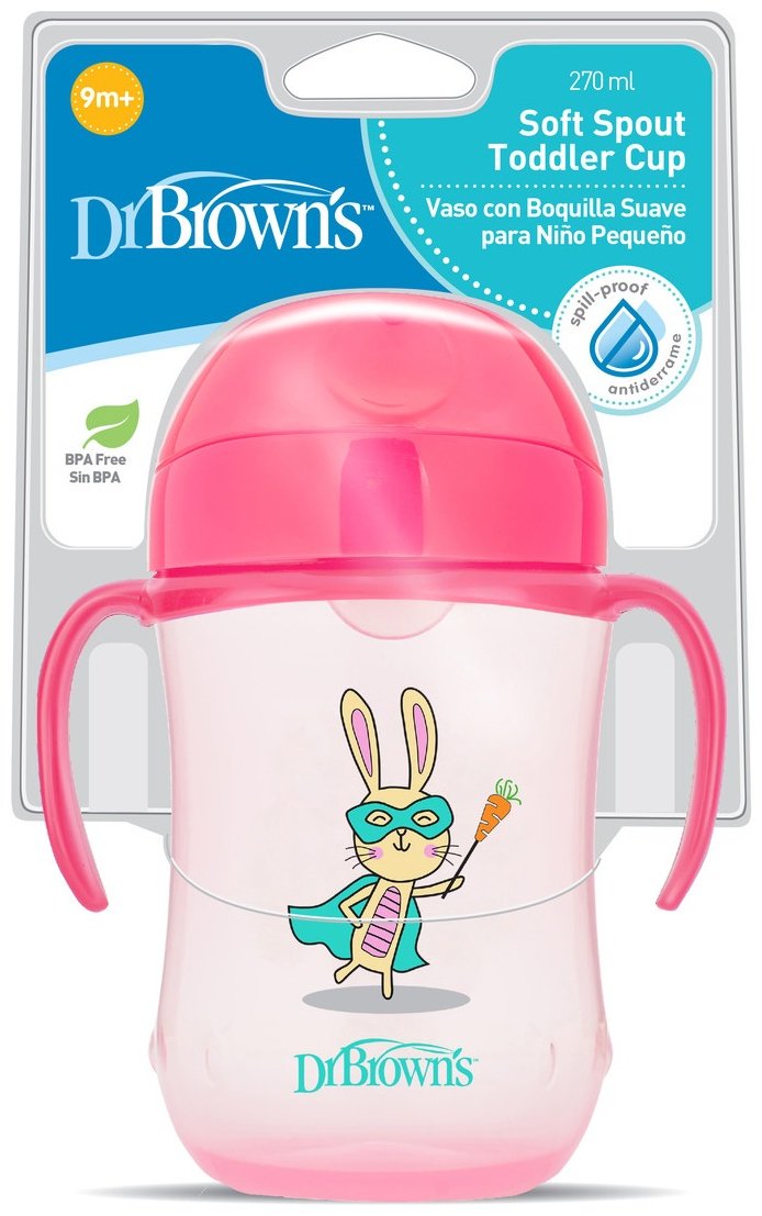 Чашка Dr. Browns 270 мл, пластик/силикон, розовый