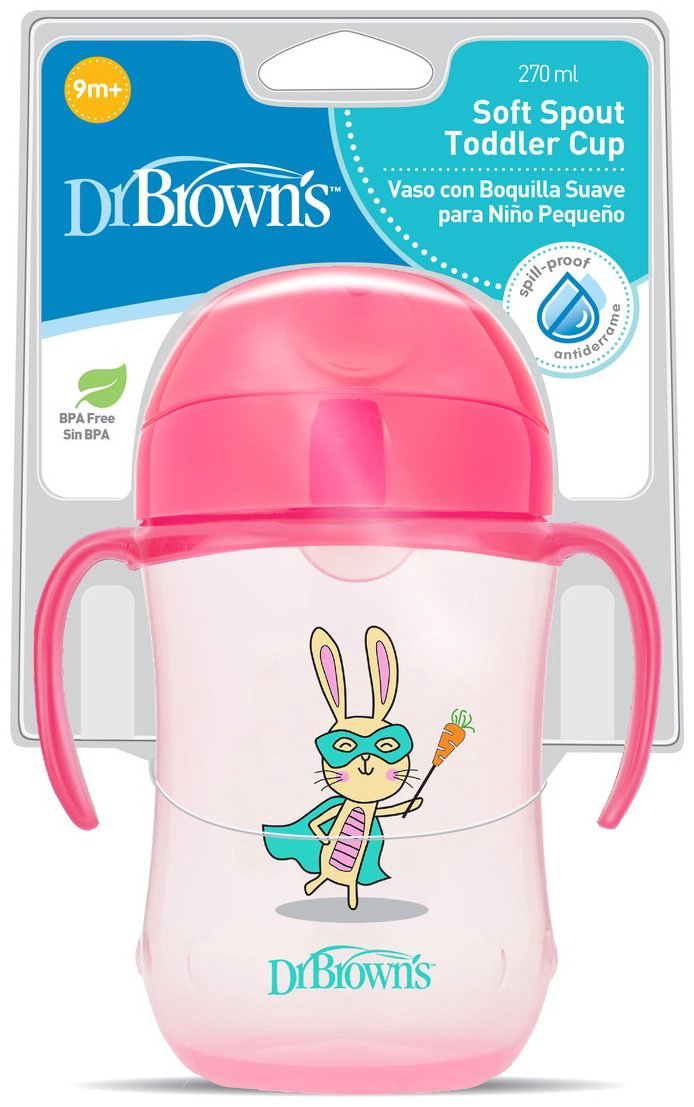 Чашка Dr. Browns 270 мл, пластик/силикон, розовый купить,NaN