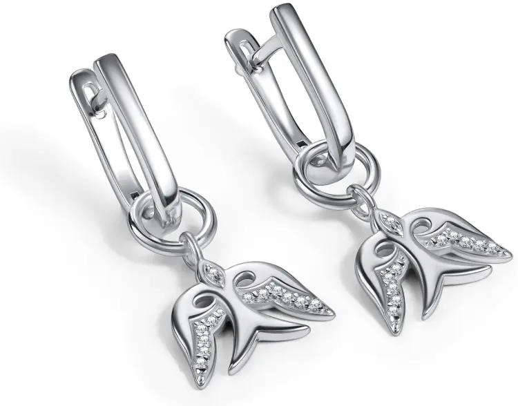 Серьги АЛЬКОР 02-5301_00КЦ-00 вес 4 г серебро, фианит купить,31200