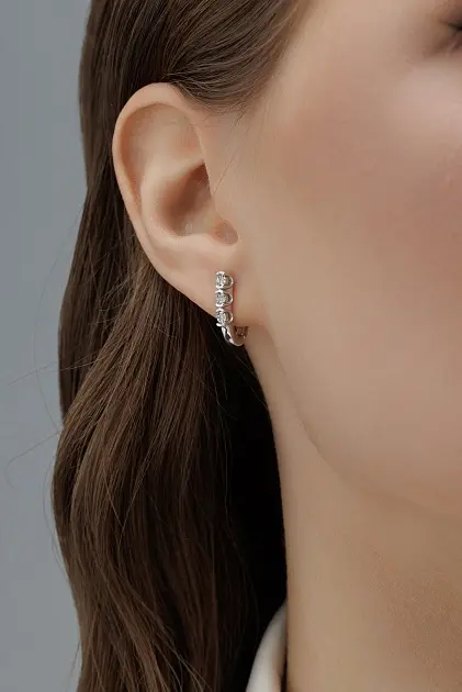 Серьги АЛЬКОР 02-4321_000Б-00 вес 2.7 г серебро, бриллиант купить,NaN