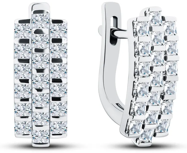 Серьги SADKO 01069-41-090106 вес 3.6 г серебро, фианит купить,60400