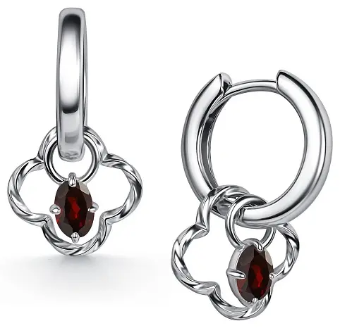 Серьги АЛЬКОР 02-5790_00ГР-00 вес 5 г серебро, гранат купить,52360