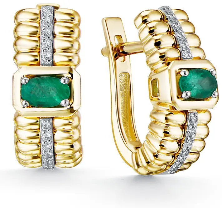 Серьги Leto 1199-2321 вес 4.89 г золото, изумруд, бриллиант купить,854000