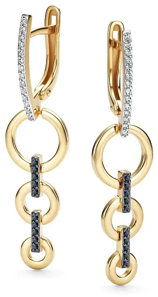 Серьги АЛЬКОР 26902-302 вес 3.47 г золото, сапфир, бриллиант купить,NaN