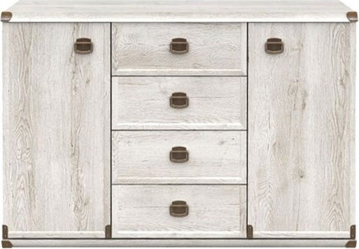 Комод BRW ИнJKOM 2d4s, 130x49.50x87 см, белый