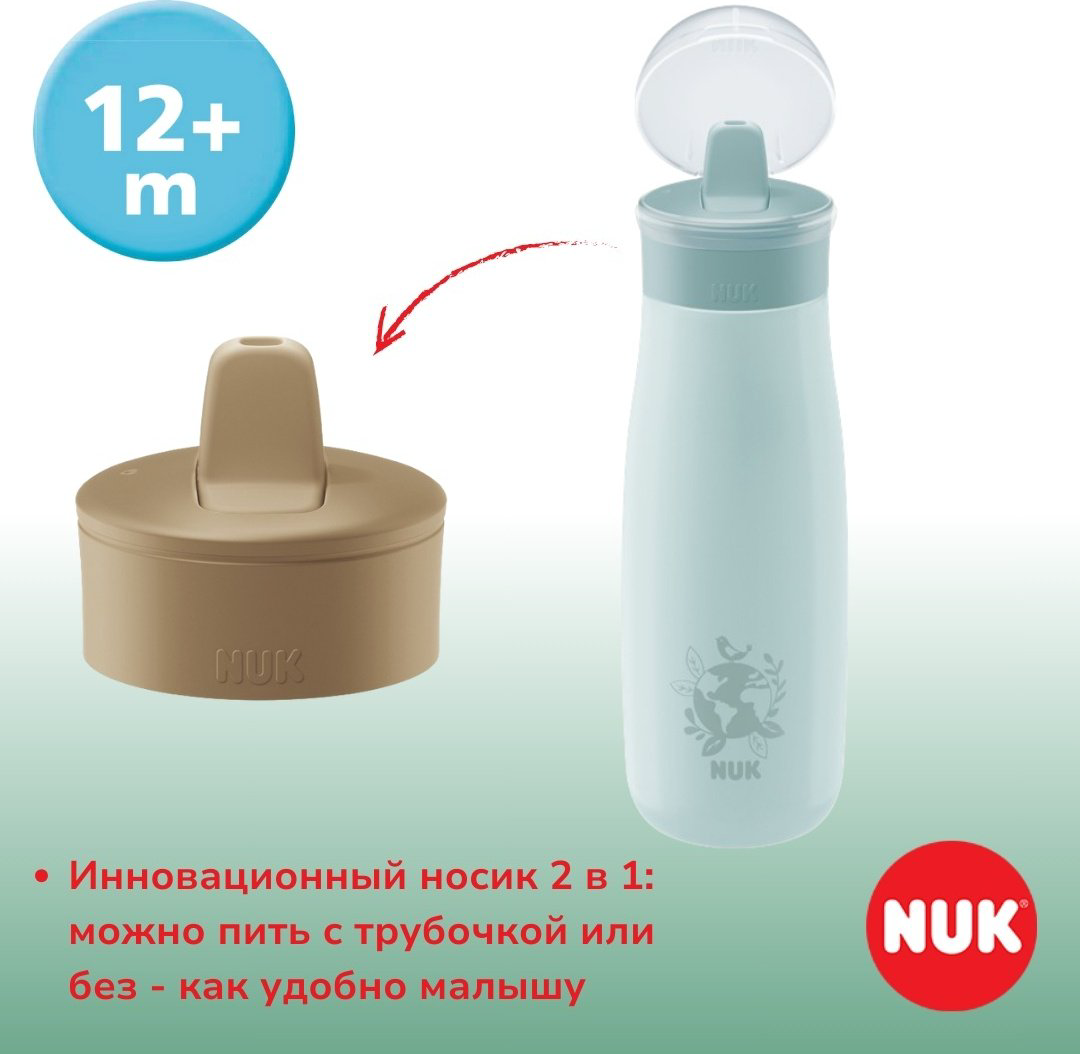 Поильник-непроливайка NUK 10225328 Mini-Me Глобус, 500 мл, пластик, металл купить,NaN