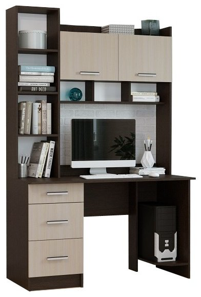 Стол компьютерный с надстройкой Памир ПКС-5, 125х60x196 см, коричневый купить,NaN